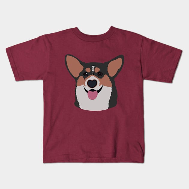 Corgi Smile Tri Kids T-Shirt by Clarmeleon